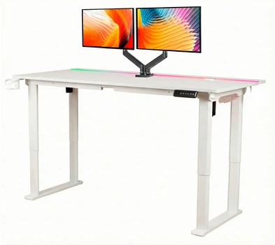 Стіл з електро-регулюванням висоти з підсвіткою Двомоторний Flexi Desk White 160x75 см 28049