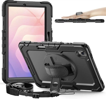 Противоударный чехол Capsule Hybrid с подставкой 360° и ремешком на Samsung Galaxy Tab S11 5G 11" SM-X736 / Tab S11 Wi-Fi 11" SM-X730 (Чёрный)