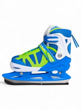 Коньки раздвижные ледовые Zelart Dingxing 023 размер 35-38 Blue-Green