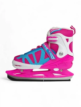 Коньки раздвижные ледовые Zelart Dingxing 023 размер 39-42 Bright Pink-Blue