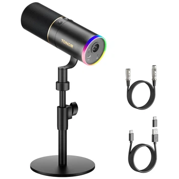 Игровой микрофон TONOR TD520S, динамический, USB/XLR, RGB-подсветка, мониторинг без задержки