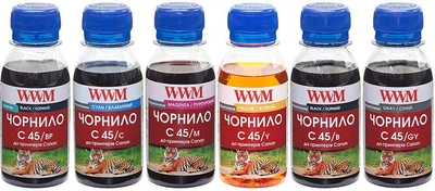 Краска для принтера чернила комплект WWM Canon PGI-450/CLI-451 6×100 г BP/B/GY/C/M/Y (C45SET-6) водорастворимые и пигментные