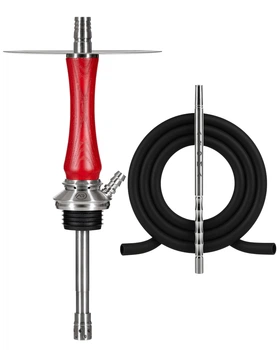 Шахта для кальяна Aroma Hookah Uniform Steel Red 41см под уплотнитель с деревянной накладкой красного цвета арома хука юниформ из нержавеющей стали с диффузором