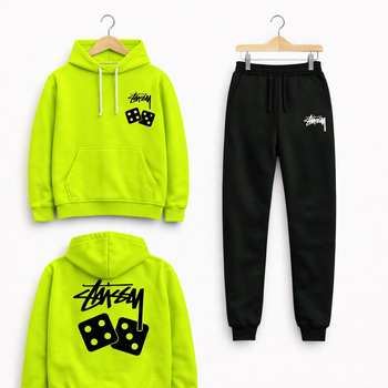 Чоловічий спортивний комплект худі, колір салатово-чорний, Stussy Dice, розмір L