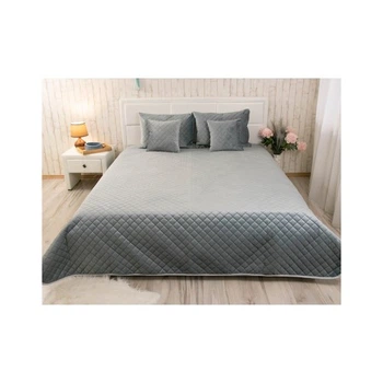 Покривало Руно двостороннє декоративне Velour Dark Grey ромб 180х220 см (340.55_Dark Grey ромб) Руно 340.55_Dark Grey ромб 876949