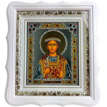 Икона «Святая мученица Христина» на стекле в белой раме 26x23 см