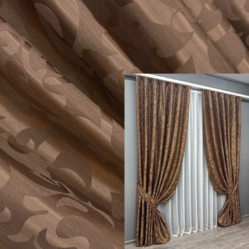 Комплект готовых штор VR-Textil Жаккард Вензель № 478ш Светло-коричневый 100х270 см 2 шт (31-014)