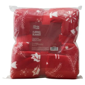 Мягкий теплый плед покрывало ARDESTO Christmas Flannel 160x200 см рождественский принт из 100% полиэстера плед для спальни детской и пикника Красный принт Олени