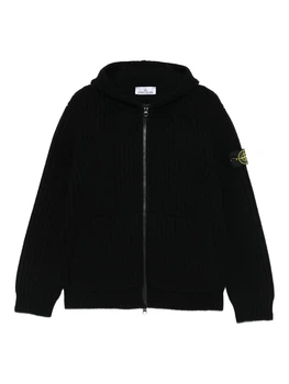 Кардиган в стилі Stone Island Fisherman’s Rib модель 5100069, чорний, на блискавці (SI06001.1L)