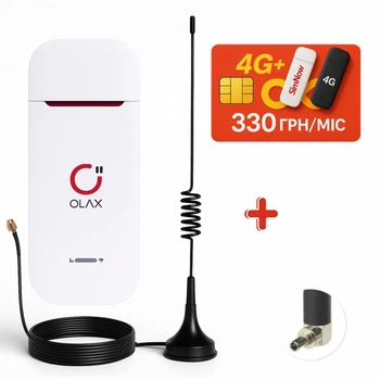 Olax U90H — USB 4G модем/роутер з підключенням Wi-Fi и автомобильной антеной 7 dBi + Оплаченный 1 месяц безлимитного интернета Vodafone в подарок