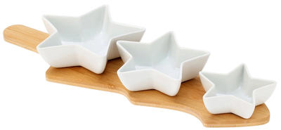 Miseczki na przekąski Excellent Houseware porcelanowe na tacy 4 elementy (8721037484626)