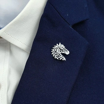 Значок из стали BROCHE брошь бижутерия Животные Лошадь серебристый BRGV115192