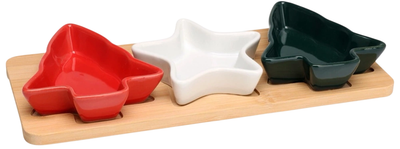 Miseczki na przekąski Excellent Houseware porcelanowe na tacy 4 elementy (8720573039611)