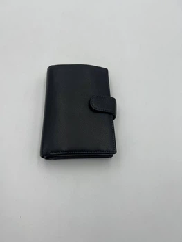 Кошелек документница кожаный 302В черный (black) с отделением для паспорта