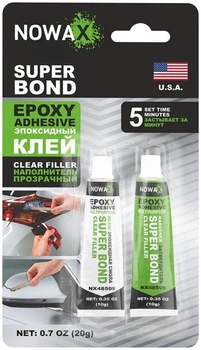 Клей епоксидний двокомпонентний Nowax SUPER BOND прозорий 20г STM01973