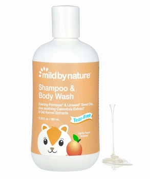 Дитячий шампунь і гель для душу без сліз Mild By Nature безпечний для очей з ароматом персика 380 мл 12,85 рідких унції для дітей без сліз
