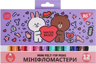 Фломастеры Yes 12 цветов Line Friends Mini (650594)