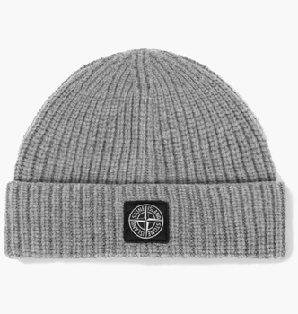 Шапка Stone Island Logo Patch Ribbed Beanie Grey K2S15N100012S00B4-V0M6B MISC