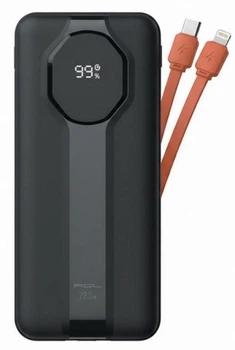 Внешний аккумулятор повербанк Power bank ACL PW-139 10000 мАч быстрая зарядка встроенные кабели Черный