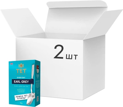 Упаковка чорного чаю ТЕТ Everyday Earl Grey Байховий листовий з ароматом бергамота 80 г х 2 пачки (2020846024105)