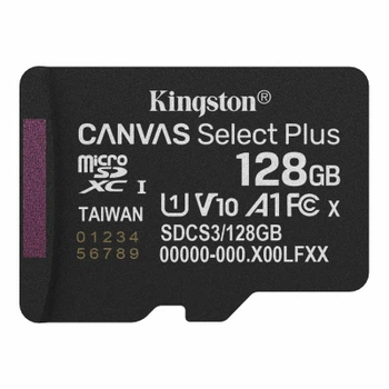 Memory card microSDXC 128Gb Kingston Canvas Select Plus Gen3 100R A1 C10, Retail + adapter