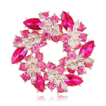 Брошь женская BROCHE бижутерия Венец из листьев розовая BRBF110441