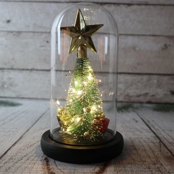Новорічна ялинка в колбі із зіркою Christmas Decor 23.5см з LED підсвічуванням на батарейках Зелена (025y)