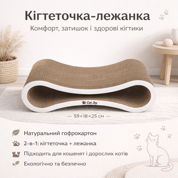 Кігтеточка з гофрокартону Cat Joy «Авангард», 59×18×25 см, біла