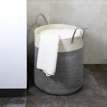 Кошик для зберігання з ручками MBM HOME TH-14 GRAY/WHITE сіро-білий