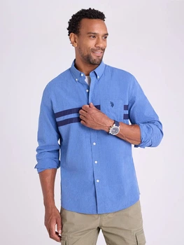 Сорочка бавовняна чоловіча U.S. Polo Assn 11H0271-V200A(Rinse Blue Heather) M Голуба (786662488096)