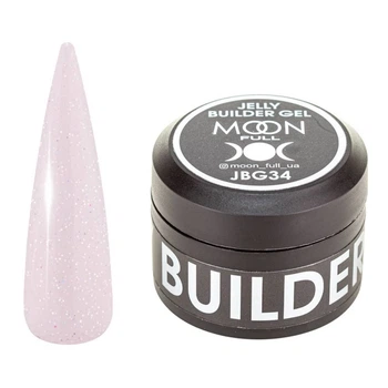 Гель-желе Moon Full для наращивания Jelly Builder Gel №34 розовый полупрозрачный с шимером 30 мл