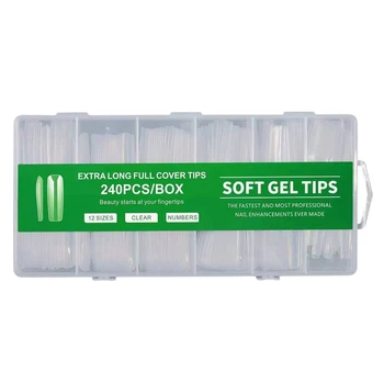 Гелевые типсы прозрачные Soft Gel Tips Green 240 шт