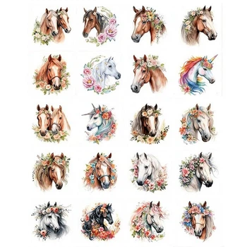 Набор временных татуировок "Лошади" Horses-20-01 размер 6х6 см Fresh Tattoo Horses-20-01