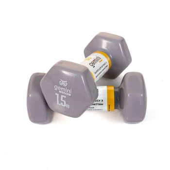 Гантелі Gemini Sport для фітнесу з вініловим покриттям 2шт по 1.5кг GSD-1.5GRAY