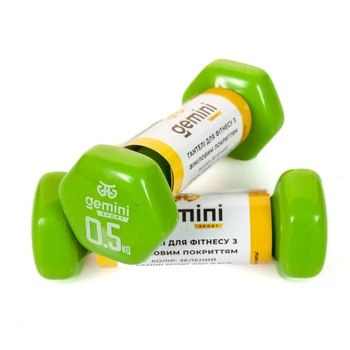 Гантель для фитнеса Gemini Sport с виниловым покрытием 2шт по 0.5кг GSD-0.5GR Зеленый