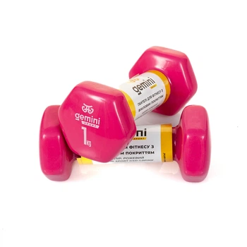 Гантели Gemini Sport для фитнеса с виниловым покрытием 2шт по 1.0кг GSD-1.0PINK