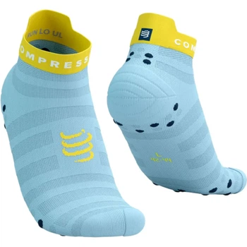 Носки с компрессионным эффектом для триатлона короткие Compressport Pro Racing Socks V4.0 Ultralight Run Low Cashmere blue/maize XL (100081074)