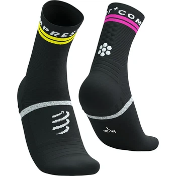 Носки спортивные с защитой от натираний антибактериальные Compressport Pro Marathon Socks V2.0 Black/safe yellow/neo pink XL (100075548)