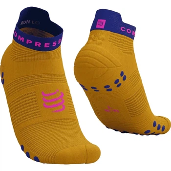 Шкарпетки для бігу марафону на довгу дистанції Compressport Pro Racing Socks V4.0 Run Low Saffron/dazz blue S (100077358)