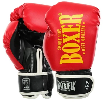 Рукавички бокс BOXER 2022-0NК NEW кожвініл 1.0мм червоний 8 унцій