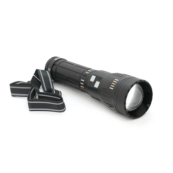 Ліхтар пошуковий YEMAO YM-G600 LED PM60, 4 режими, індикація заряду, живлення від 4(2*18650), IP65, USB кабель, 325х205х100мм, 1,600кг, Black, Чохол+BOX