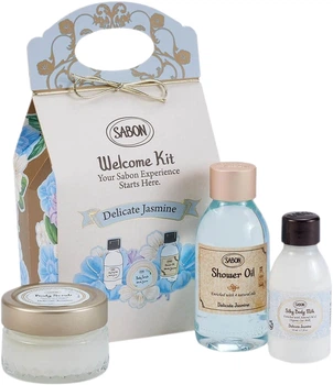 Набір косметики по догляду Sabon Delicat Jasmine Молочко для тіла 50 мл + Олія для душу 100 мл + Скраб для тіла 60 мл (7290118806912)