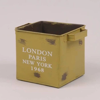 Кашпо металлическое желтое LONDON PARIS NEW YORK 1968 38884
