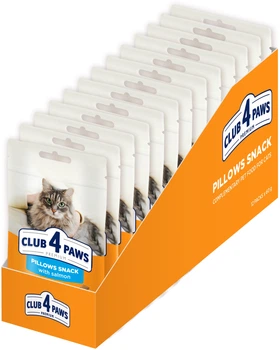 Упаковка ласощів Преміум подушечки Club 4 Paws для дорослих котів з лососем 60 г 12 шт (D5154102)
