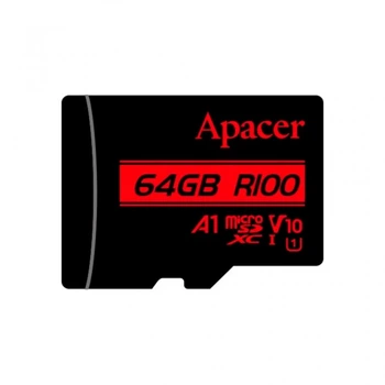 Карта пам'яті microSDXC (UHS-1) Apacer 64Gb class 10 V10 A1 R100MB/s (AP64GMCSX10UB-RA) (8749)