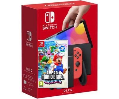 Nintendo Switch (OLED model) Neon Blue-Red + Игра Super Mario Bros Wonder (русская версия)