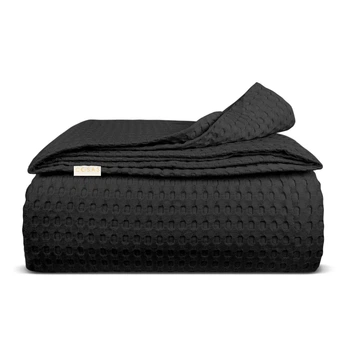 Плед покрывало COSAS Black Waffle Weave 75x95 см Черный