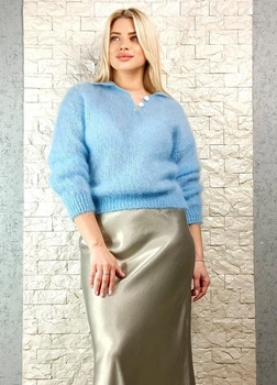 Джемпер мохеровий з затібкою на гудзики блакитний Made in Italy M-XL 36-200