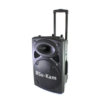 Портативна колонка Su-Kam BT 120D 150 Вт з 2 бездротовими мікрофонами Bluetooth акустична система караоке колонка потужна переносна акустика FM радіо акумулятор 12V 12Ah музична колонка для свят вечірок виступів відпочинку на природі до 15 годин роботи