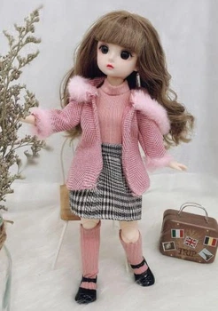 Колекційна BJD лялька з комплектом одягу та аксесуарами(рожевий светр) 30 см
